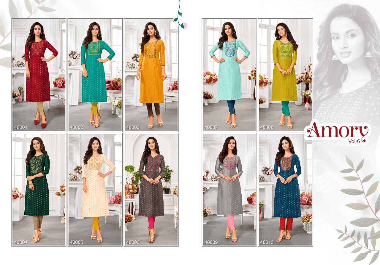 Kapil Trendz Amory 6 New Exclusive Wear Silk Designer Fancy Kurtis Collection
